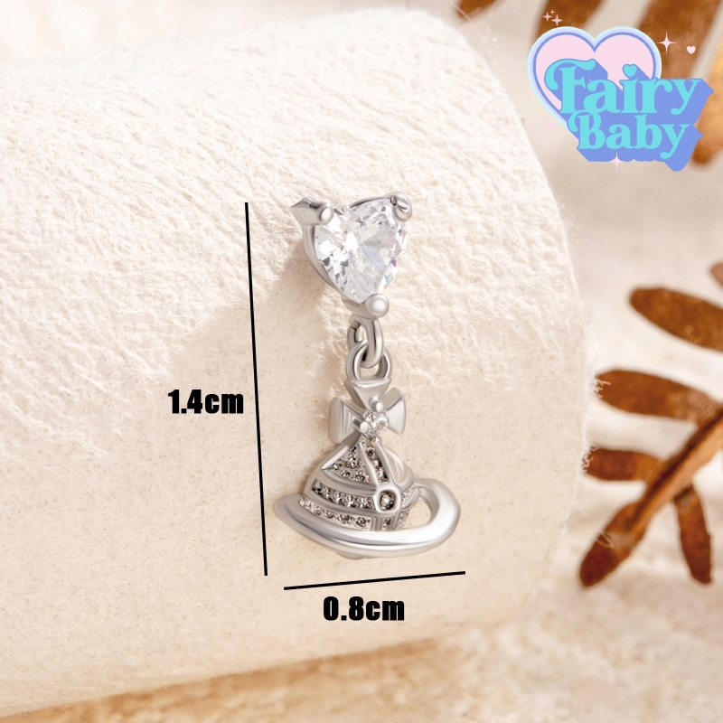 Fairybaby จิว Saturn Drop ( 1 ชิ้น) แป้นแบน จิวตุ้มหู แฟชั่น สวย เก๋ รูปหัวใจ ห้อยตุ้งติ้ง   0.8 ยาว 6 mm (J3-134)