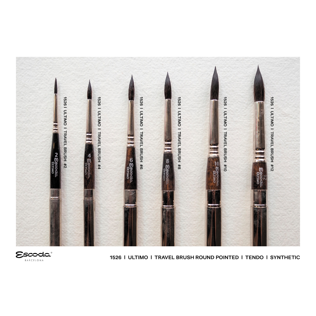 Escoda ULTIMO Travel Brush Round Pointed [1526] / พู่กัน ปลายกลม รุ่นพกพา ULTOMO แบรนด์ Escoda จากประเทศสเปน