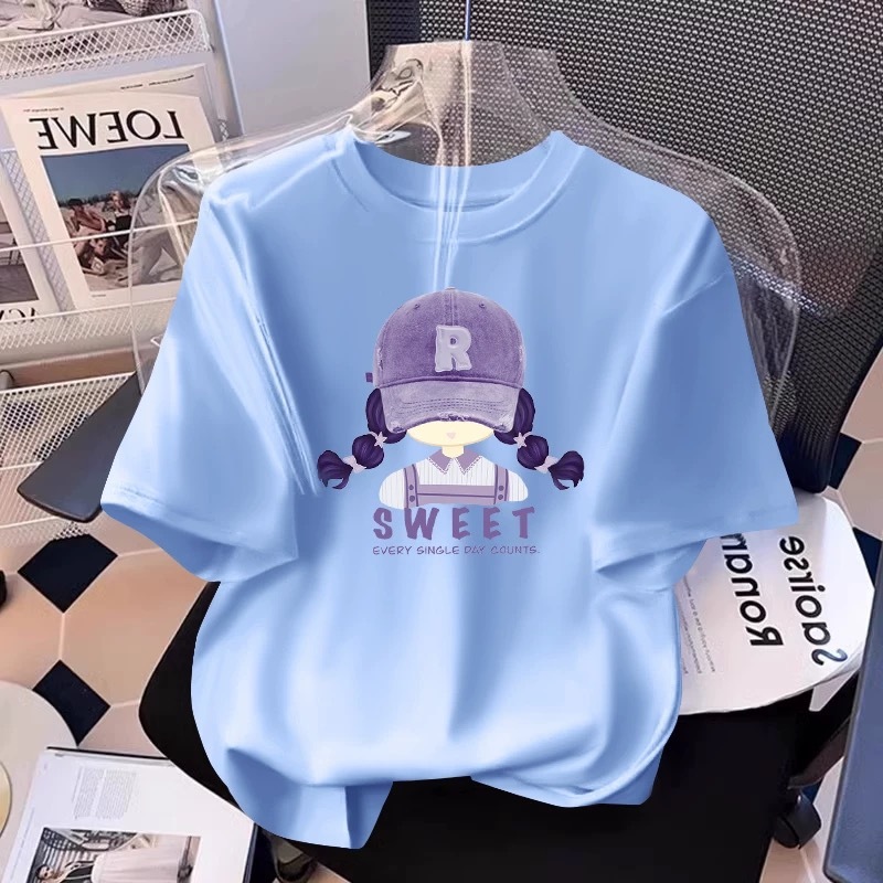 Yout-children เสื้อผ้าเด็กผู้หญิง oversize แฟชั่น สไตล์เกาหลี เสื้อยืด ‘SWEET GIRL’ cotton เสื้อคอกลม cute girl 2025 ราคา ถูกที่สุด ดีลบีเคเค แกลเลอรีภาพที่ 2