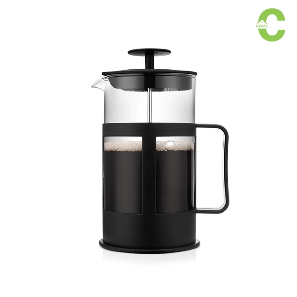 HOMEC เหยือกชงกาแฟ แก้วชงกาแฟ french press วัสดุสแตนเลส 304 สำหรับชงชา และกาแฟ มีให้เลือก 4ขนาด สีดำ