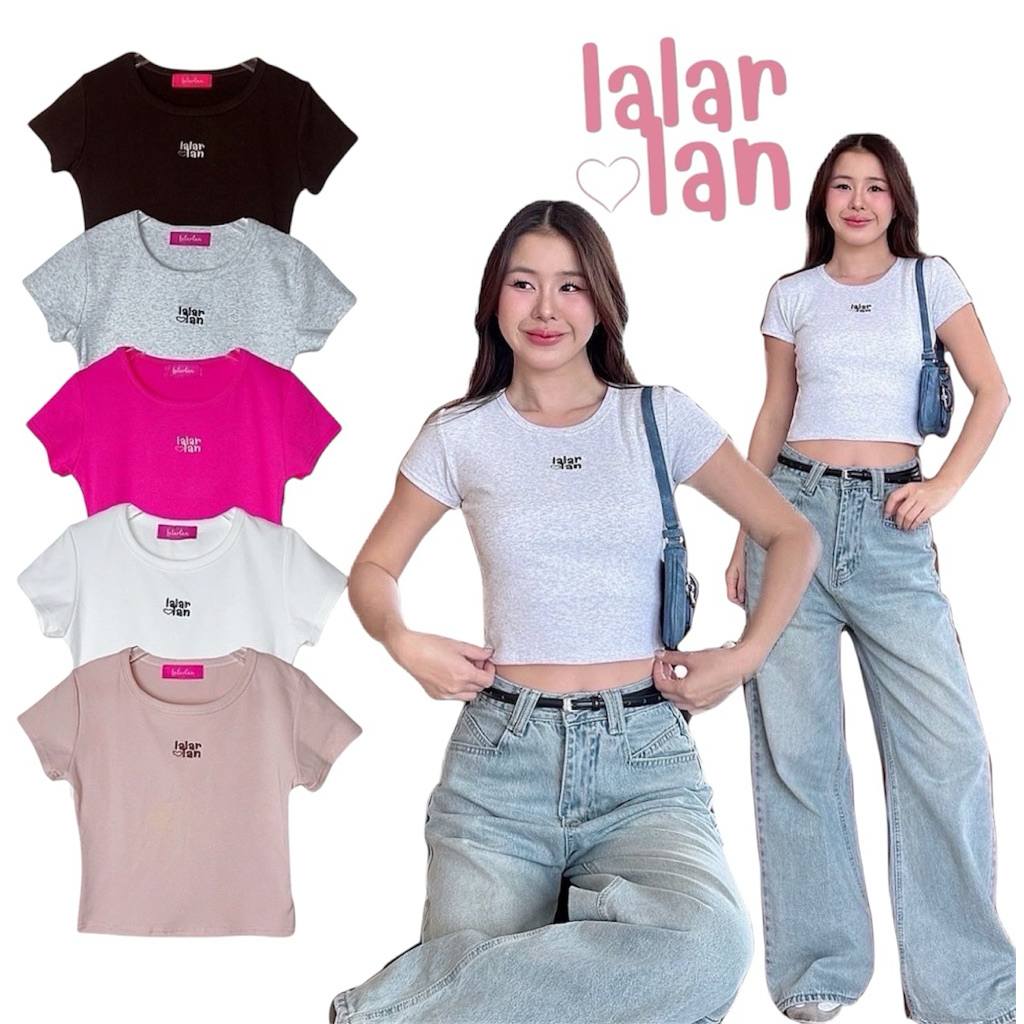 เสื้อครอปแขนสั้นปักลาย