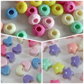 (A013)ลูกปัดพาสเทลรูใหญ่ใส่โซ่ไข่ปลาได้ ลูกปัดตกแต่งdiy