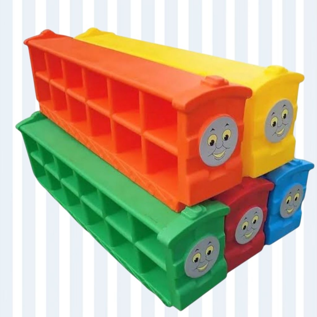 Ok toy ชั้นวางรองเท้ารถไฟหลากสีสัน ชั้นวางรองเท้าเด็กอนุบาล 70141400