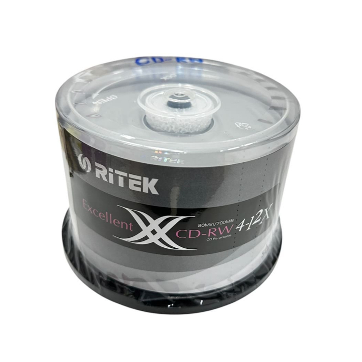 CD-RW (50 แผ่น) ยี่ห้อ: Ritek ความจุ: 700 MB