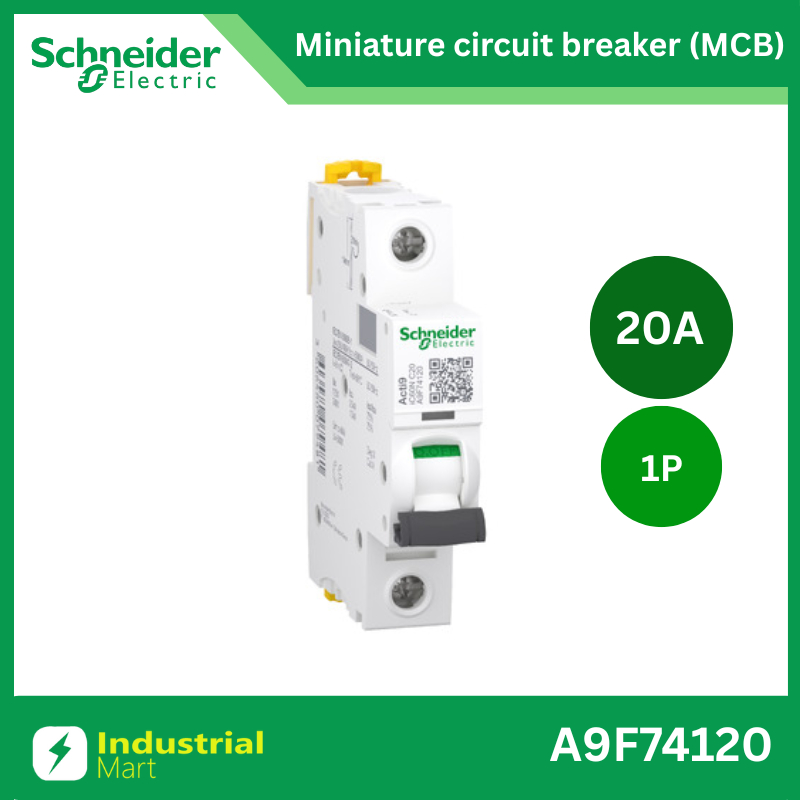 Schneider A9F74120 MCBActi9 iC60N C-Curve,400VAC,1P 20A 10kA