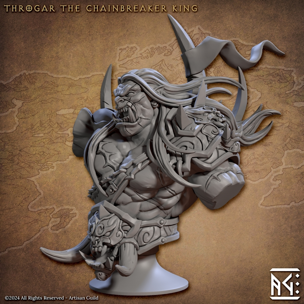 Throgar (Bust) - Blackcrag Orcs - Humanoid Orc / 32mm scale 3D printed mini bust ATG