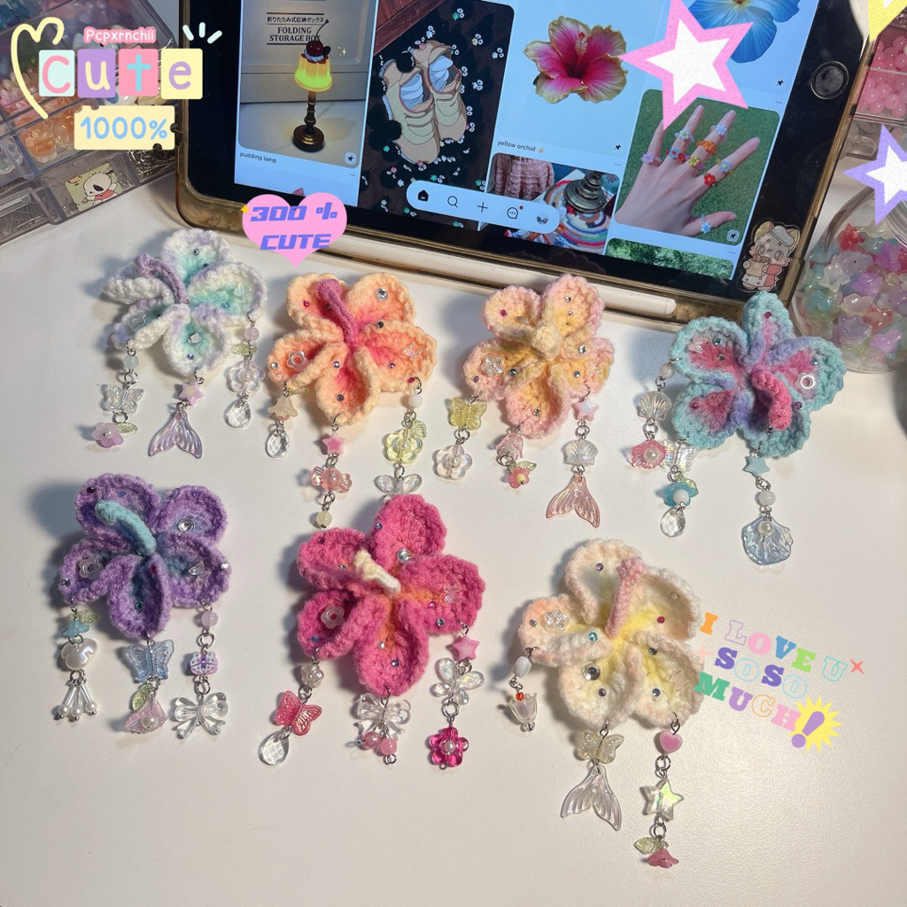 สายรัดเข็มขัดนักเรียนดอกชบา 🌺 เพิ่มจี้ห้อย