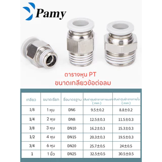 PAMY MPLT ข้อต่อทองเหลืองชุบนิกเกิ้ล ข้อต่อแรงดันสูง ข้องอทนต่อแรงดันสูง PL PNEUMATIC FITTING PL
