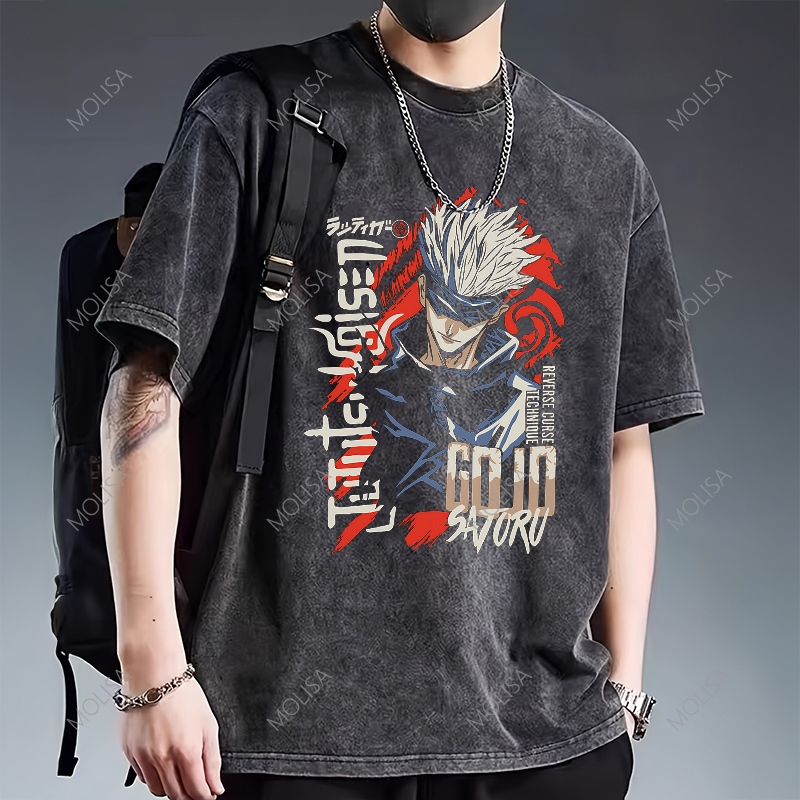molisa เสื้อยืดแขนสั้น GODJ SATURU เสื้อยืดผู้ชาย สกรีนเสื้อ Tshirt ผ้าคอตตอน 100% เสื้อยืด ผ้าฟอก 68100#