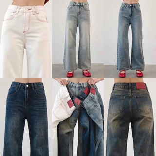CHUUCHOP - (XS-4XL) Bonnie Jeans กางเกงยีนส์ทรงกระบอกกลาง(C8400)