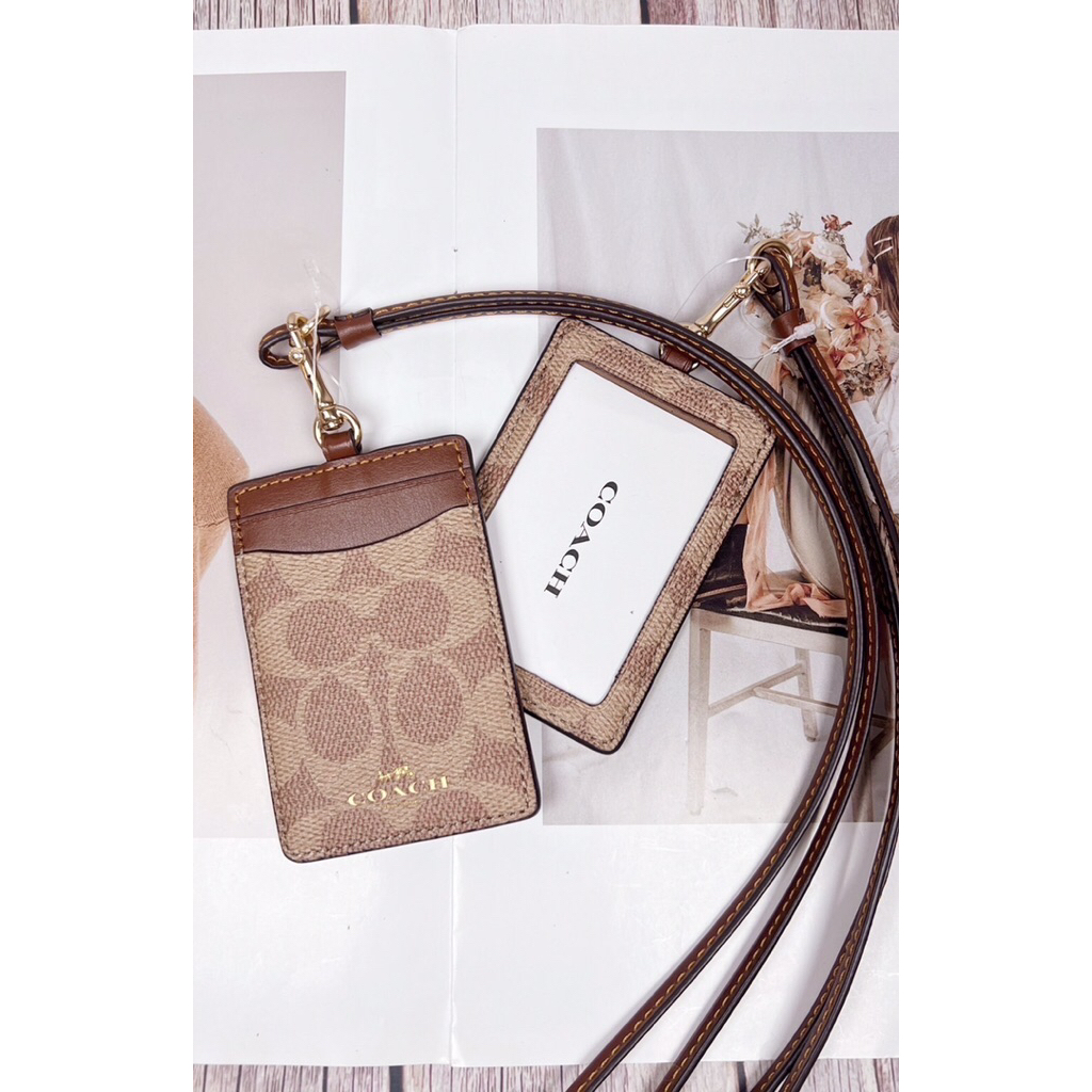 (สด-ผ่อน)คล้องคอ C✩ach  ใส่บัตรของเเท้100%ID LANYARD IN SIGNATURE CANVAS  Style no. CZ285