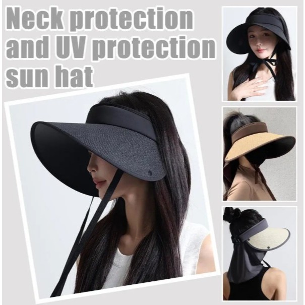 หมวกกันแดด หมวกกัน uv หมวกบังแดดมีปีกกว้างสำหรับผู้หญิง สำหรับฤดูร้อนป้องกันแสงแดด ป้องกันคอ น้ำหนักเบา ทนรังสียูวี
