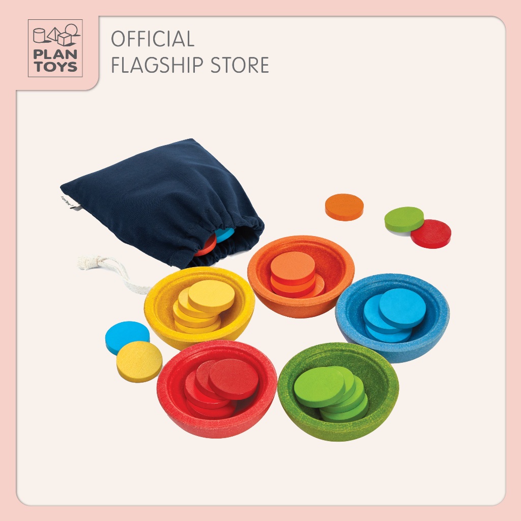 PlanToys ของเล่นไม้ 5360 Sort & Count Cups ชุดถ้วยฝีกนับ เสริมพัฒนาการ สำหรับเด็กอายุ 18 เดือน ขึ้นไป