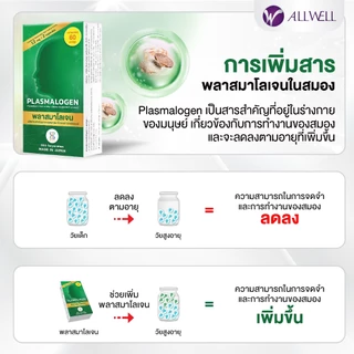 ALLWELL Plasmalogen (พลาสมาโลเจน) บำรุงสมอง เพิ่มความจำ ลดความเสี่่ยงอัลไซเมอร์ จากประเทศญี่ปุ่น