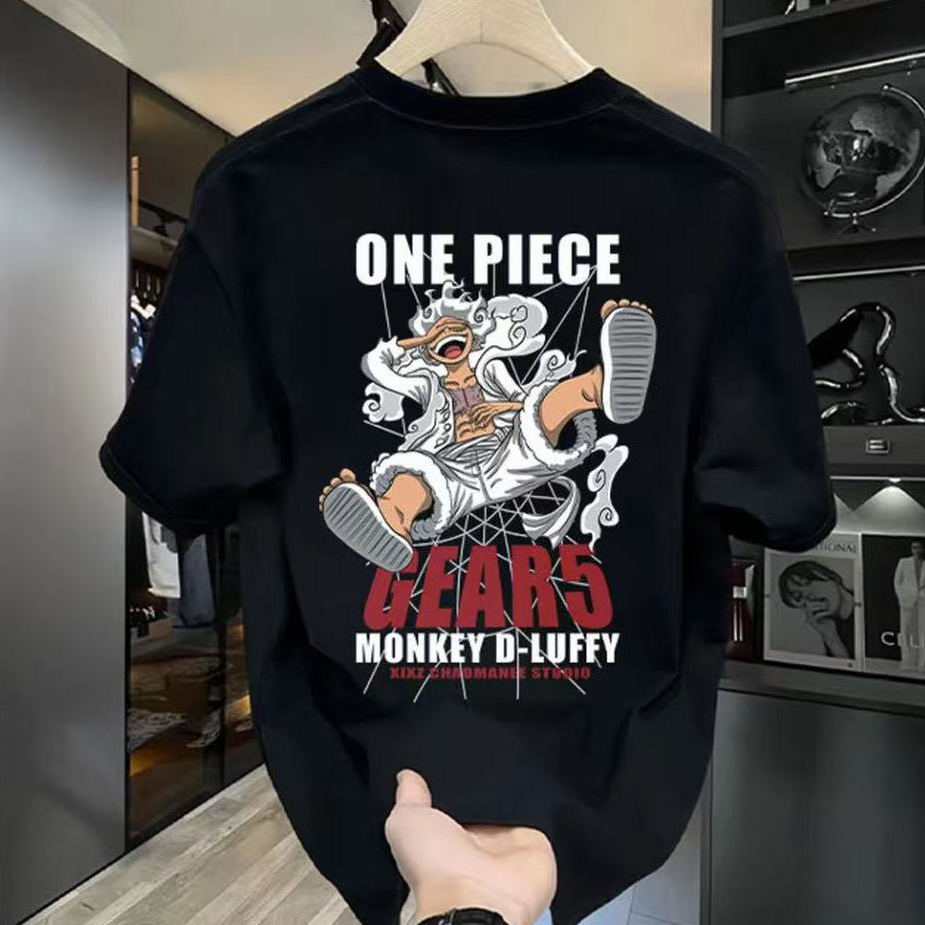 🚚 ส่งจากกรุงเทพ เสื้อโอเวอร์ไซส์ พิมพ์ลาย ONE PIECE เหมาะสำหรับผู้ชายและผู้หญิง ไม่หด ไม่ย้วย ผ้านิ่มใส่สบาย