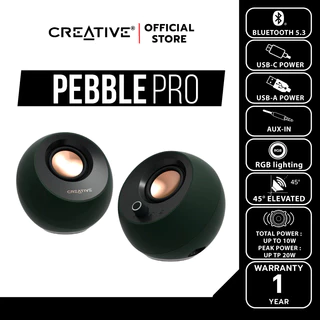 CREATIVE SPEAKER PEBBLE PRO ลำโพง 2.0 บูลทูธ 5.3 สีดำ เชื่อมต่อผ่าน USB-C พร้อมไฟ RGB