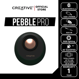 CREATIVE SPEAKER PEBBLE PRO ลำโพง 2.0 บูลทูธ 5.3 สีดำ เชื่อมต่อผ่าน USB-C พร้อมไฟ RGB