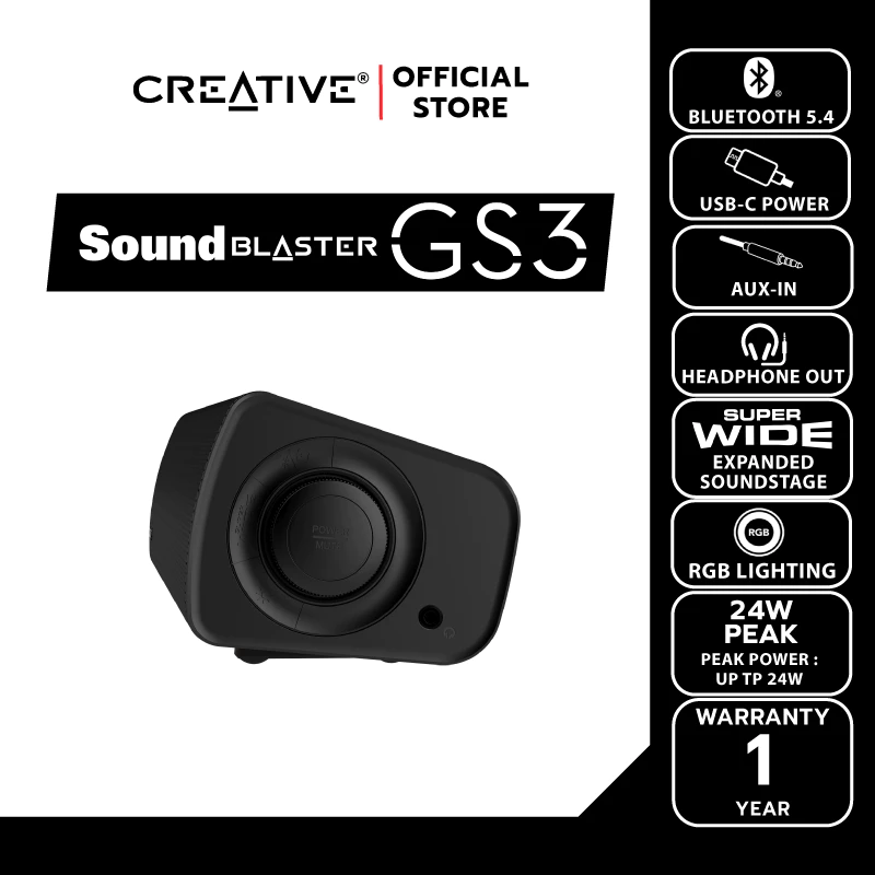 CREATIVE SPEAKER Sound Blaster GS3  ลำโพงเกมมิ่งซาวด์บาร์พร้อมไฟ RGB พลังเสียง SuperWide™ technology thumbnail 4