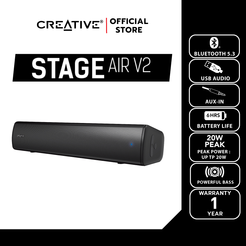 CREATIVE SPEAKER Stage Air V2 ลำโพงบลูทูธซาวด์บาร์พกพาได้