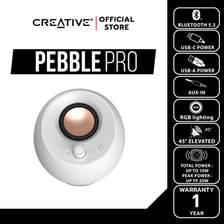 CREATIVE SPEAKER PEBBLE PRO ลำโพง 2.0 บูลทูธ 5.3 สีขาว เชื่อมต่อผ่าน USB-C พร้อมไฟ RGB