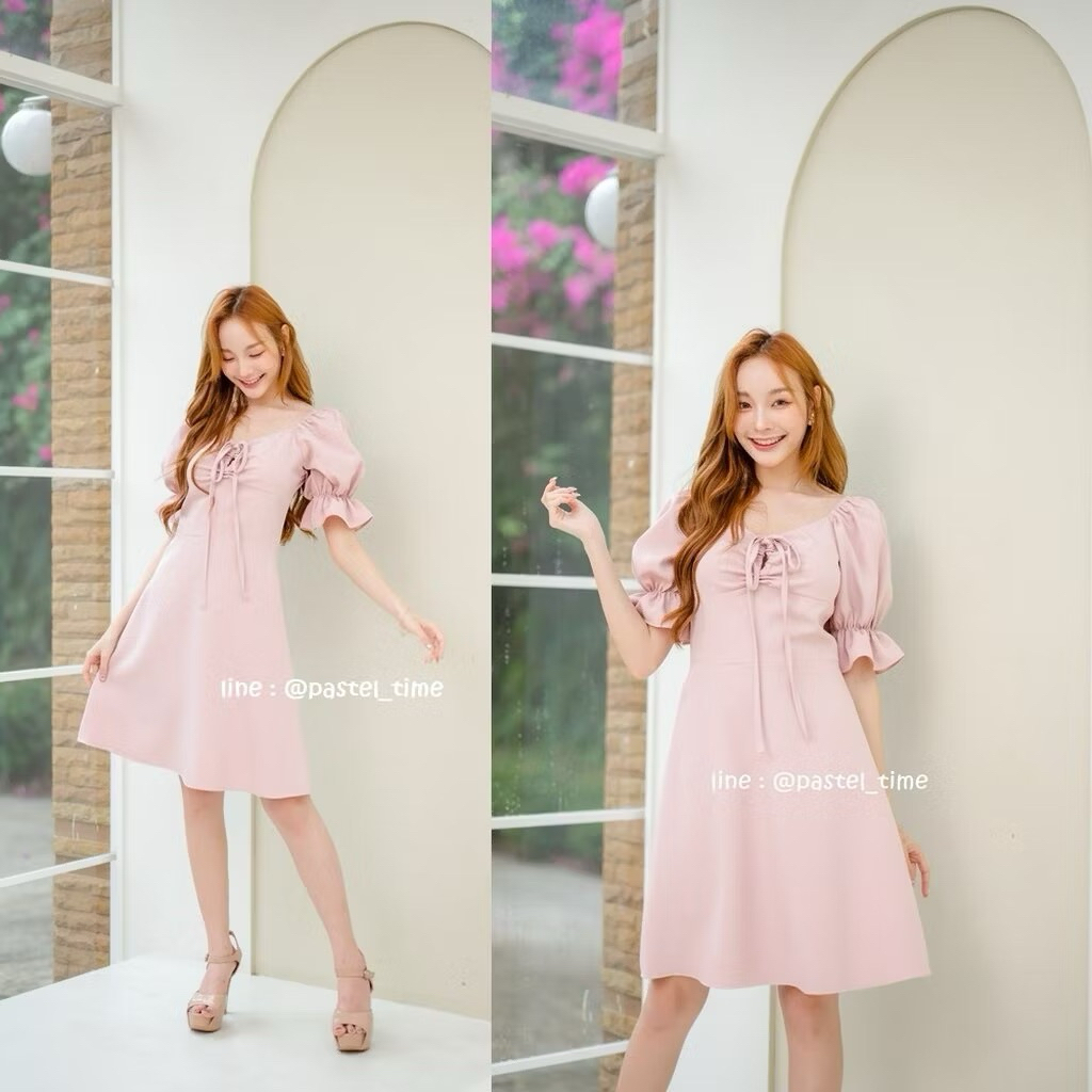 (ส่งต่อ) เดรส Claire Dress [Pastel Time] สีชมพู - Size XL