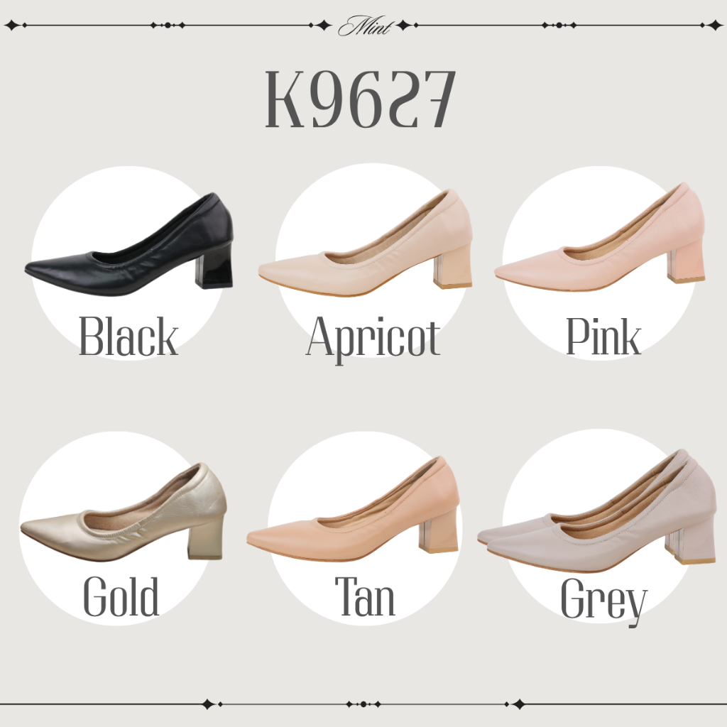 สินค้าพร้อมส่ง งานคัทชู รหัส K9627 ส้นก้อนสูง 2นิ้ว ย้อมแมทสี บุนวมนุ่ม ด้านใน360องศา