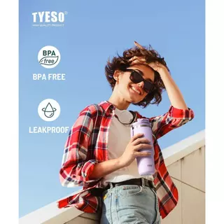 vของไหม่Tyesoแก้วน้ำพร้อมตัวถังสแตนเลสTumbler กระบอกน้ำกันความร้อนแบบสุญญากาศพร้อมฝา2-In-1และหลอดแก้วสแตนเลสผนังสำรับรับ