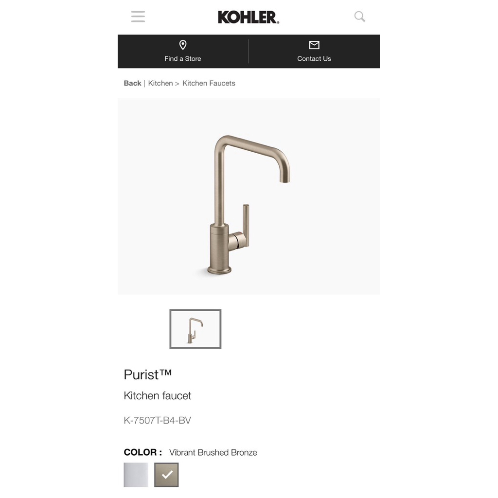 ก๊อกน้ำอ่างล้างจานเดี่ยว Kohler Purist Kitchen faucet