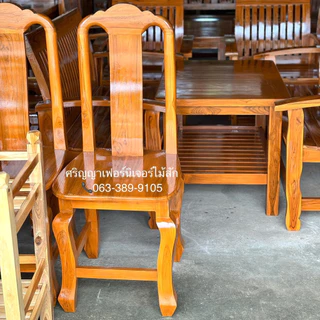 🚚ส่งฟรี🚚เก้าอี้หัวจิกไม้สัก เก้าอี้ทานข้าวไม้สักแท้100% ขนาด กว้าง43 ลึก46 สูงถึงที่นั่ง50 สูงรวมพนักพิง105ซม.