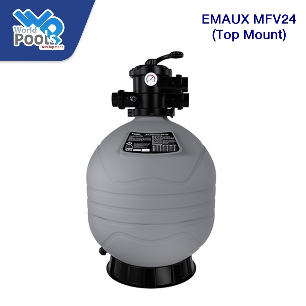 ถังกรองทราย EMAUX MFV24 (Top Mount) ขนาด 24"  ถังกรองสระว่ายน้ำ อัตราการกรอง 14 คิว/ชม.