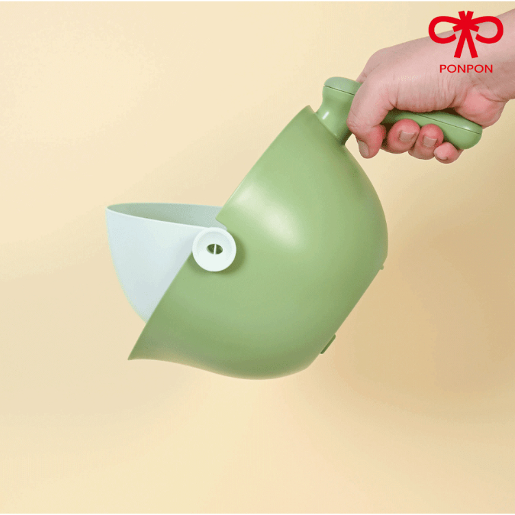 PONPON ตะกร้าล้างผักผลไม้ 2 ชั้น แบบหมุนได้มือเดียว (มีที่จับ/ระบายน้ำ) อุปกรณ์ครัวอเนกประสงค์