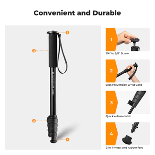 ไม้Monopod K&F Model MS16 Tripod, 5 Sections, Aluminum alloy