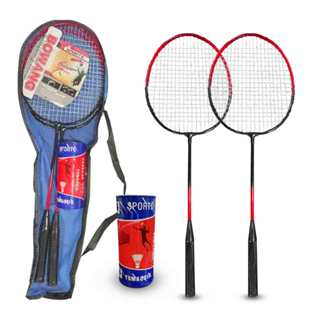 ไม้แบดมินตัน ไม้แบดคู่ 2ไม้แบดมินตัน ฟรี 3ลูกแบดมินตัน สำหรั…