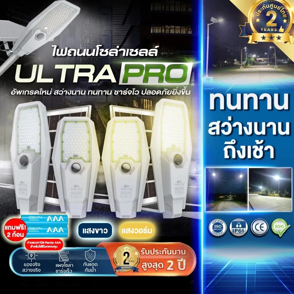 Randy ULTRA PRO อัพเกรดความสว่าง ไฟถนนโซล่าเซลล์⚡🔥 ขั้นสุดของความคุ้มค่า ระบบทำงานพิเศษ‼ รุ่นใหม่