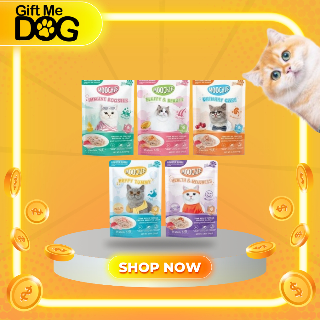 1โหล/12ซอง Moochie มูชี่อาหารเปียกแมว สูตรComplete&Balanced ทำจากปลาเนื้อขาวPM