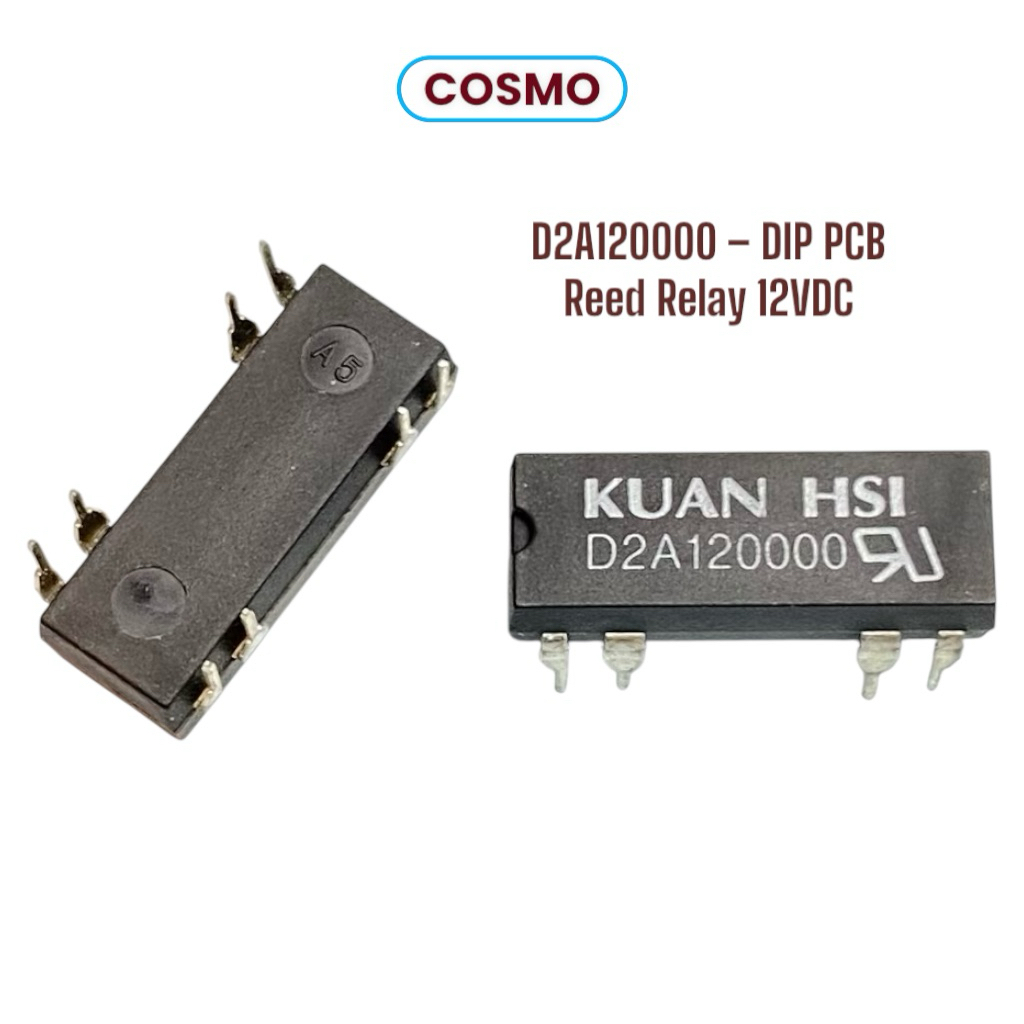 COSMO D2A120000 DIP PCB Reed Relay 12VDC 1A(2ชิ้น) | ของแท้ | ขนาดเล็กสำหรับวงจรควบคุม