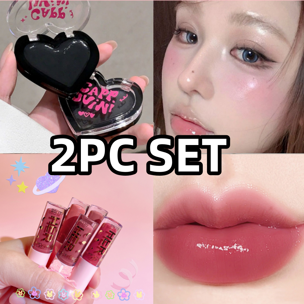 2PC SET Cappuvini BlushCream สีธรรมชาติ ไม่ซีดจางง่าย เปลี่ยนสีตามอุณหภูมิ เนื้อแมตต์เนียนละเอียด