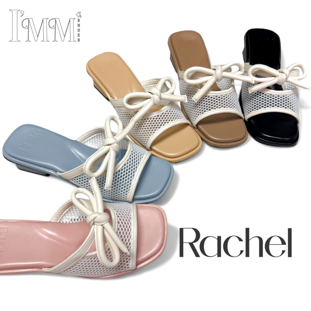 I’mm Shoes รุ่น Rachel 029 รองเท้าส้นสูงส้นเหลี่ยมสูง 1.5 นิ้ว ดีไซน์หน้าตาข่ายผูกโบว์