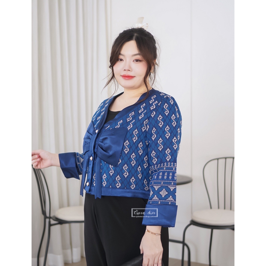 Mookda-เสื้อคลุมผ้าไทยไซส์ใหญ่สำหรับคนอ้วน มีไซส์อก 42 44 46 และ 48 นิ้ว - รูปที่ 2