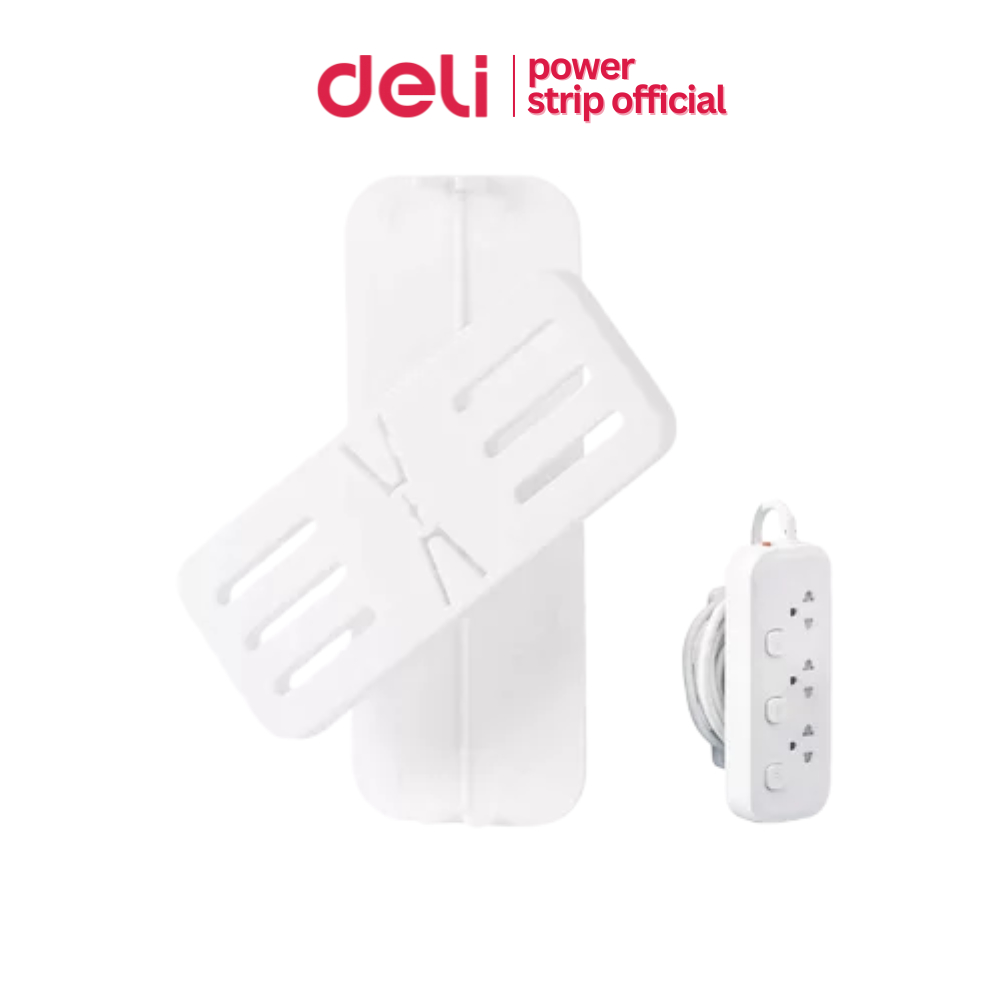 Deli ที่เก็บสายปลั๊กไฟ ที่แขวนปลั๊กไฟติดพนัง แถมฟรีเทป 2หน้า ติดตั้งง่าย Power strip holder