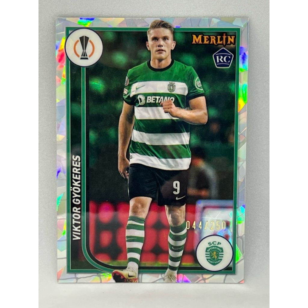 การ์ดฟุตบอล Topps 2023 - 2024 Merlin Soccer Viktor Gyokeres RC Atomic Refractor /250