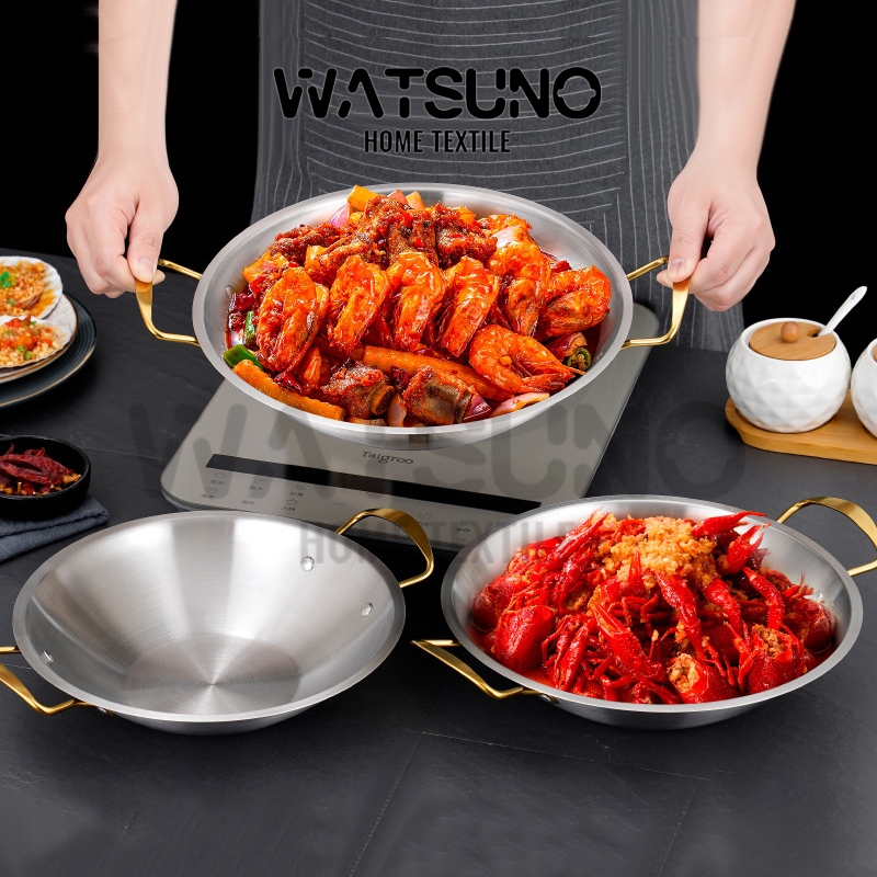 Watsuno.เครื่องครัวเกาหลี, ชามมาม่า, หม้อสแตนเลส, หม้อราเมน, กระทะผัดไทย, กระทะมีหูจับ 2 ชั้น