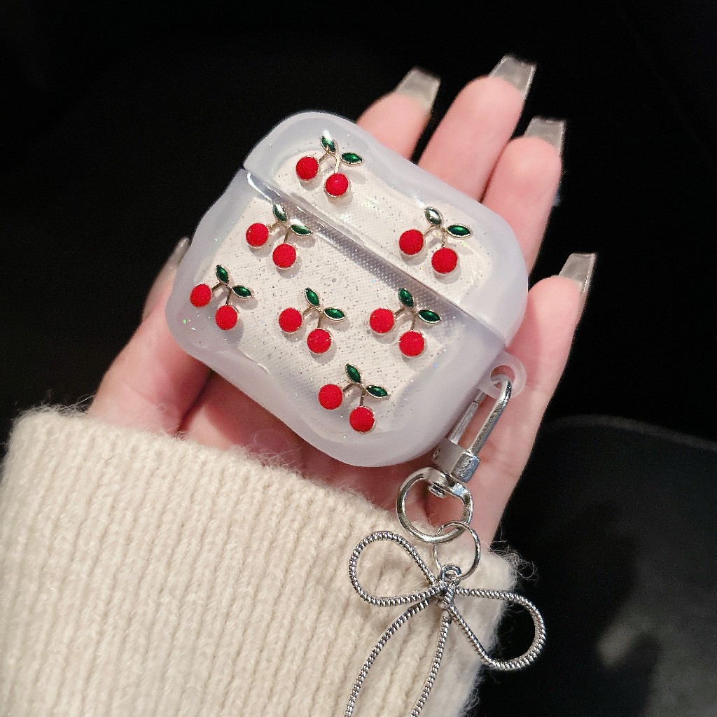 เคสหูฟัง เเถมสายห้อย เคสAirpods เคสลายเชอรี่ รุ่น Airpods รูปที่ 4