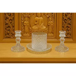 ชุดที่่วางเทียนคริสตัล กระถางธูป จานรอง 6 นิ้ว รุ่น 3883,3884,3221,3956,4313