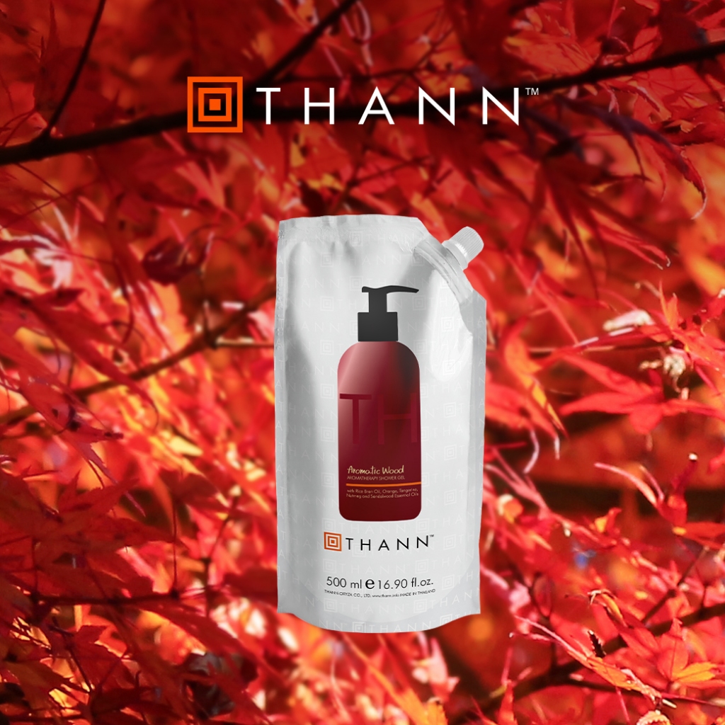 THANN Aromatic Wood Aromatherapy Shower Gel with Rice Bran Oil 500 ml. เจลอาบน้ำ