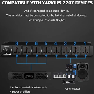DBX SA-208/SA-218 professional 8+2 power sequencer 8 ช่องจ่ายไฟที่ควบคุมได้ + 2 ช่องจ่ายไฟเสริม, รองรับช่องเปิด/ปิ