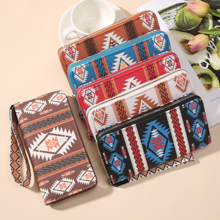 กระเป๋าสตางค์ใบยาวผู้หญิง ไฮเอนด์ สไตล์โบฮีเมีย(Bohemian style)