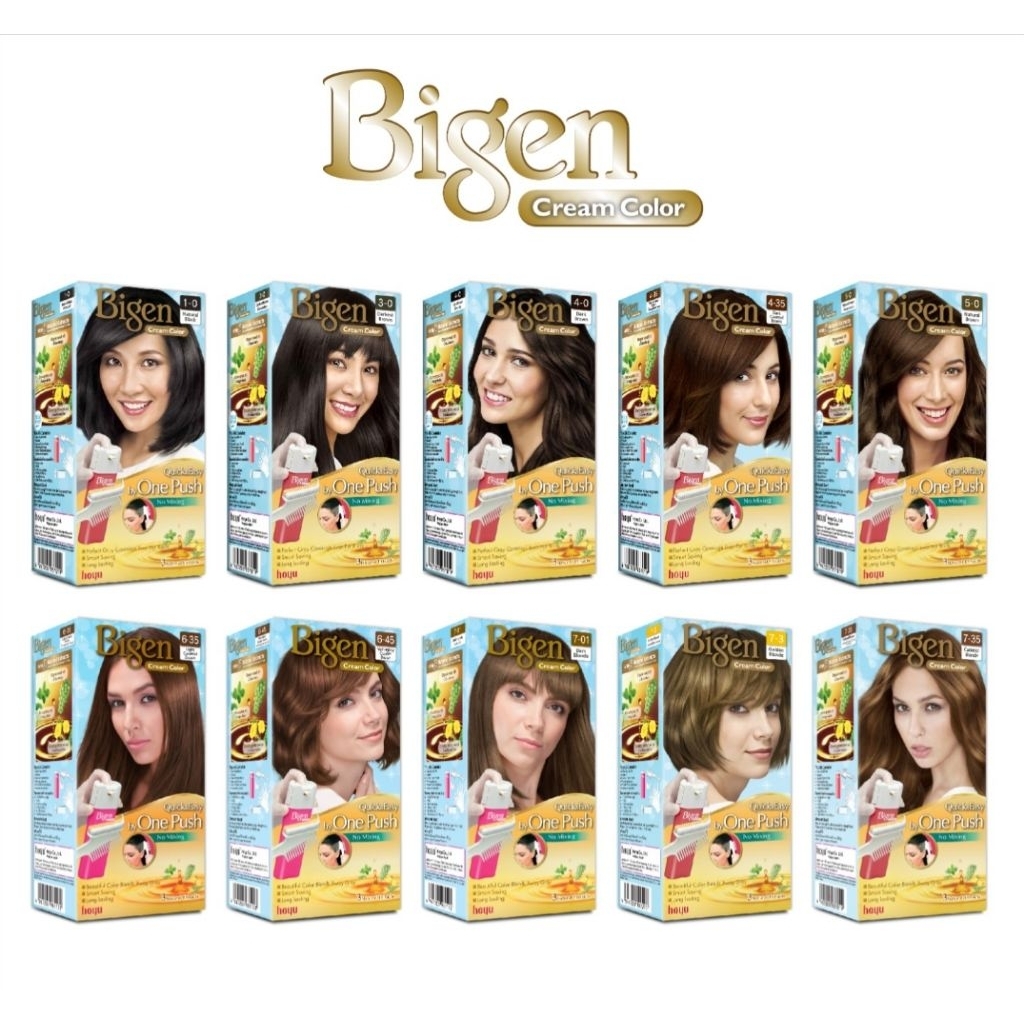 Bigen One Push Cream Color บีเง็น วัน พุช สี ครีม ย้อม ผม เปลี่ยนสีผม