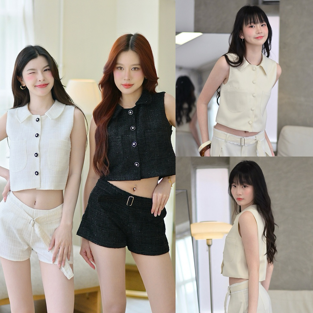 vest top เสื้อแขนกุดคอปก มีซับใน (เฉพาะเสื้อ)