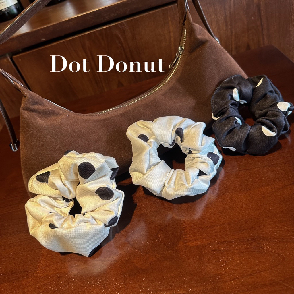 Dot Donut ยางมัดผมลายดอท สไตร์เกาหลี 🍒🥯พร้อมส่ง